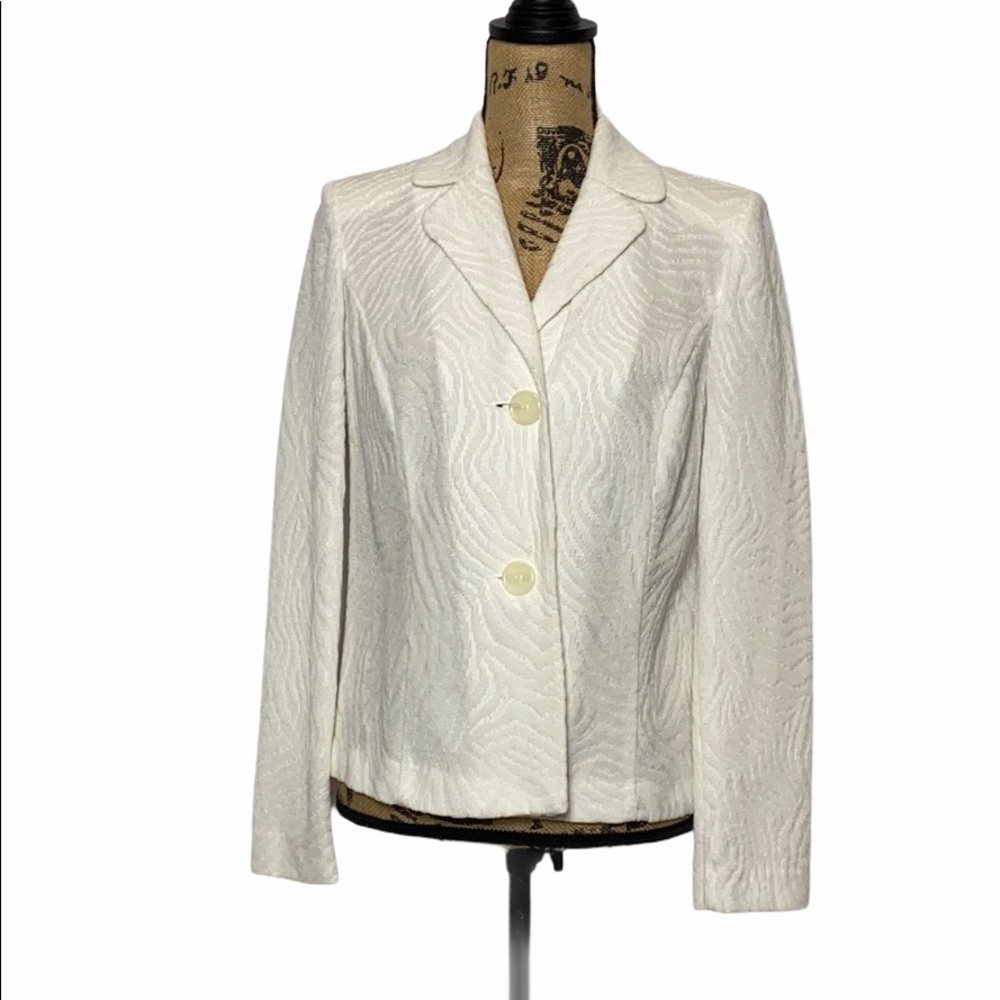 White Jacquard Lined Blazer S